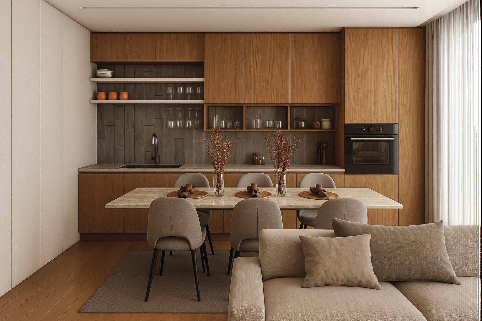 Warm contemporary SND apartment living room